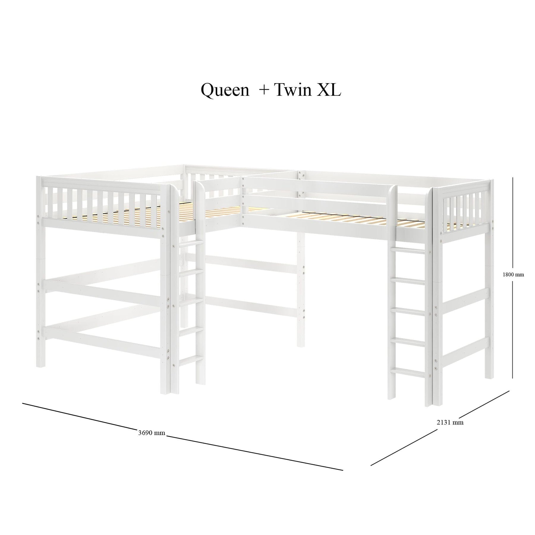 Maxtrix Queen + Twin XL High Corner Loft Bed – detail 2 Maxtrix Queen + Twin XL High Corner Loft Bed – detail view 2