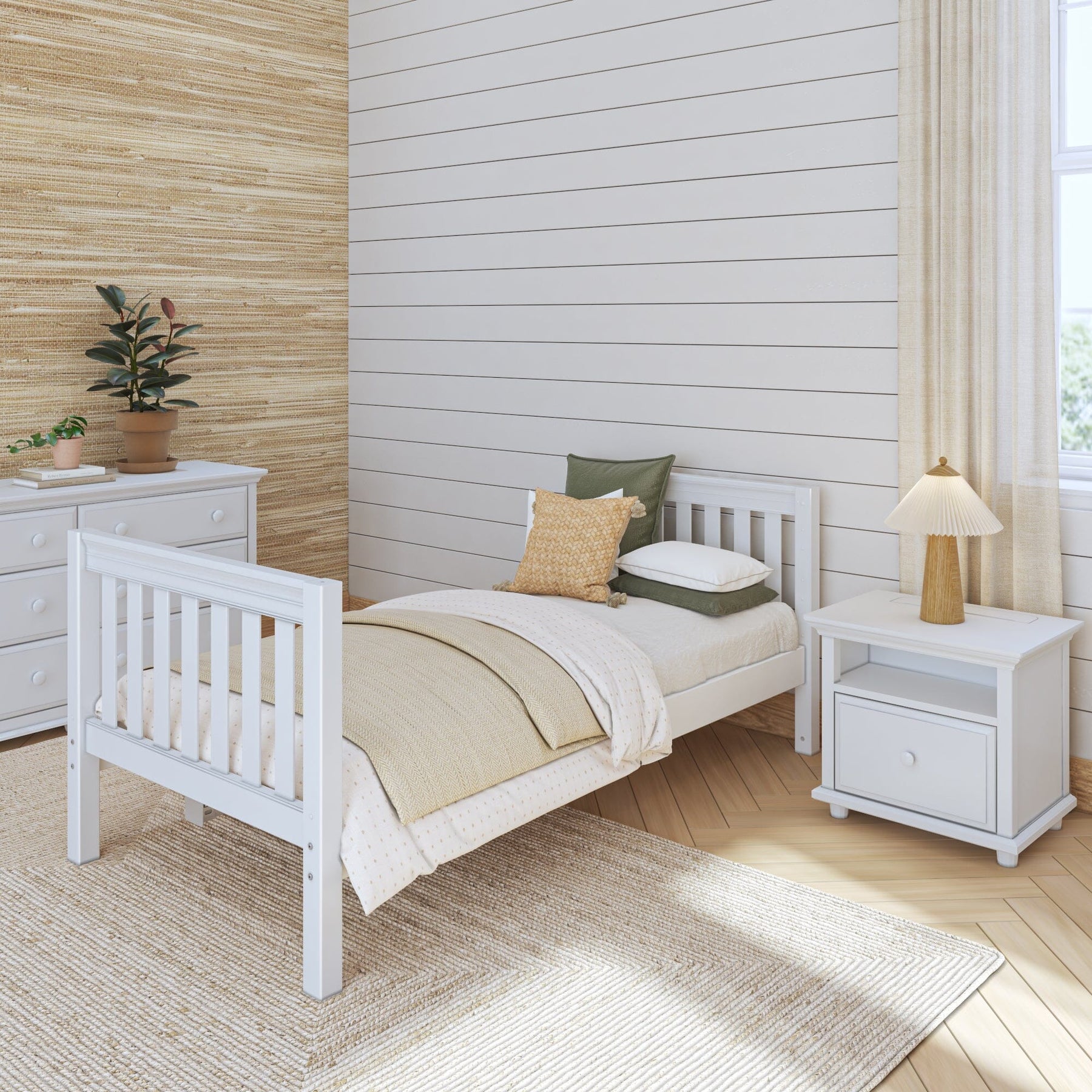 Maxtrix Twin XL Starter Bed – White Medium Slats Medium Slats