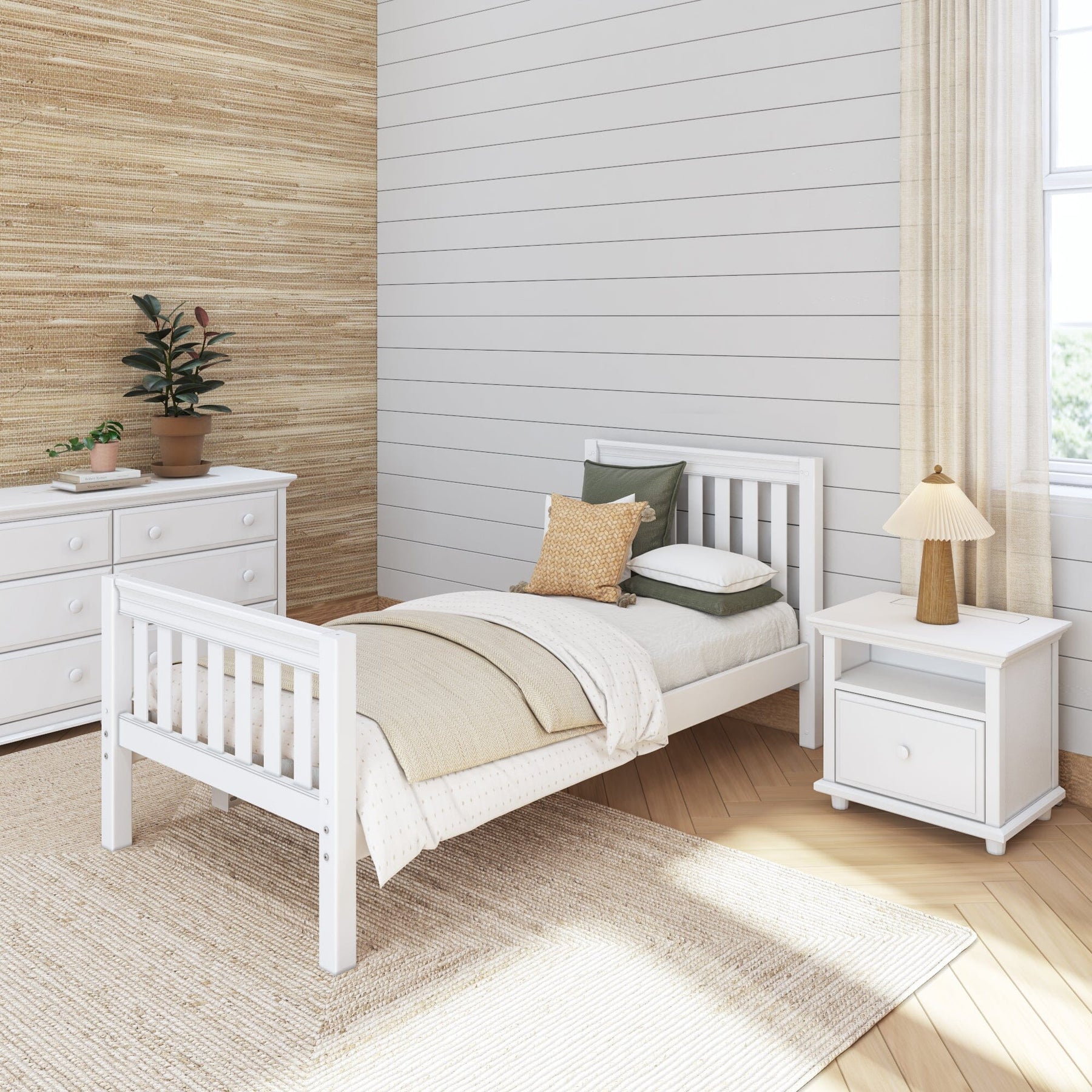 Maxtrix Twin XL Starter Bed – White High Slats Low Slats