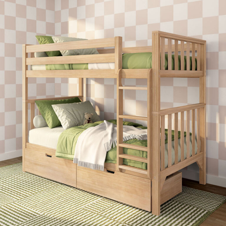 Max and Lily Scandinavian Twin Over Twin Bunk Bed With Storage Drawers in solid wood - view 3