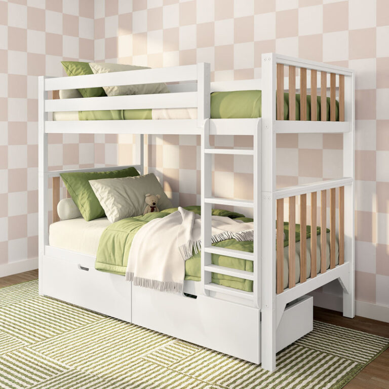 Max and Lily Scandinavian Twin Over Twin Bunk Bed With Storage Drawers in solid wood - view 4