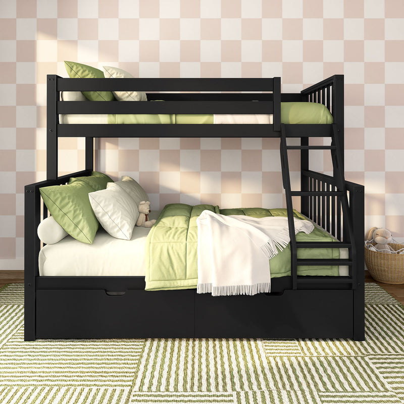 Max and Lily Scandinavian Twin Over Full Bunk Bed With Storage Drawers in solid wood - view 5
