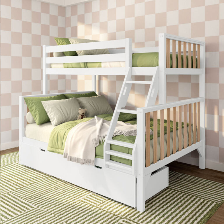 Max and Lily Scandinavian Twin Over Full Bunk Bed With Storage Drawers in solid wood - view 2