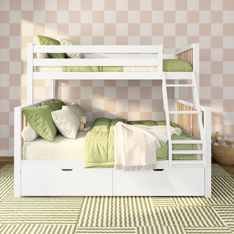 Max and Lily Scandinavian Twin Over Full Bunk Bed With Storage Drawers in solid wood - view 6