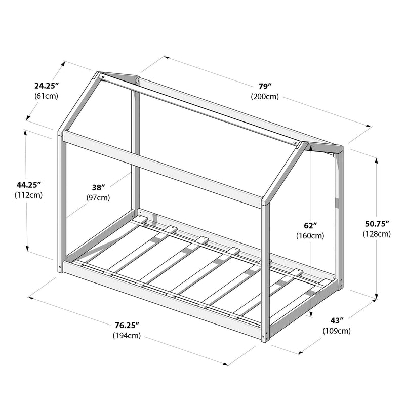 Max and Lily Twin Size Floor House Bed - Image 21