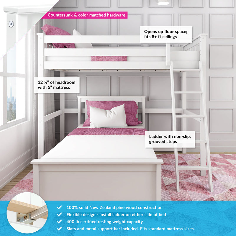 Max and Lily Twin Over Twin L-Shaped Bunk Bed With Bookcase & Desk - Image 3