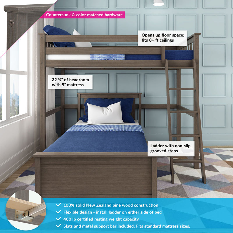 Max and Lily Twin Over Twin L-Shaped Bunk Bed With Bookcase & Desk - Image 11