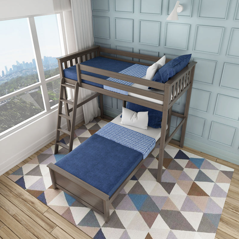 Max and Lily Twin Over Twin L-Shaped Bunk Bed With Bookcase & Desk - Image 14