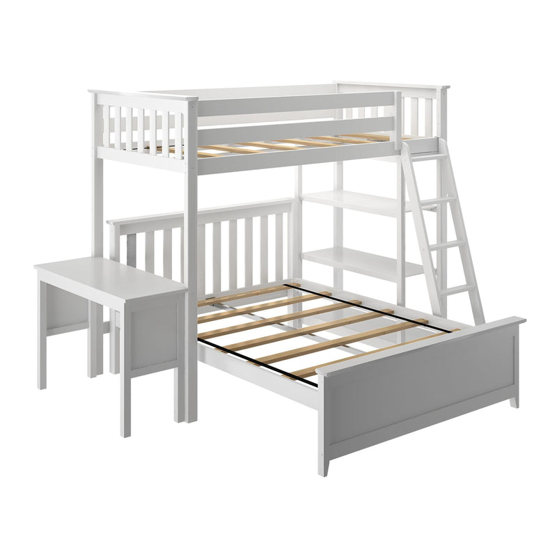 Max and Lily Twin Over Full L-Shaped Bunk Bed With Bookcase & Desk - Image 5