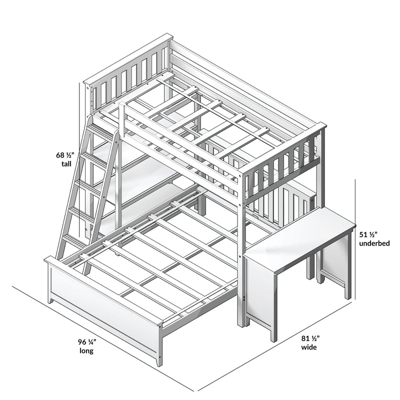 Max and Lily Twin Over Full L-Shaped Bunk Bed With Bookcase & Desk - Image 8