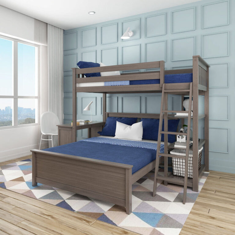Max and Lily Twin Over Full L-Shaped Bunk Bed With Bookcase & Desk - Thumbnail Image 10