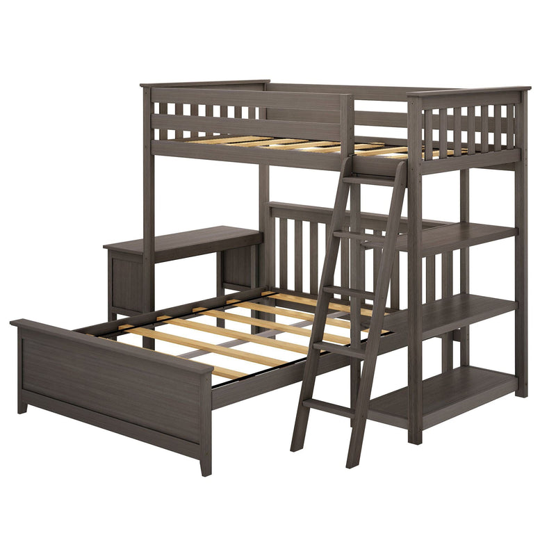 Max and Lily Twin Over Full L-Shaped Bunk Bed With Bookcase & Desk - Image 13