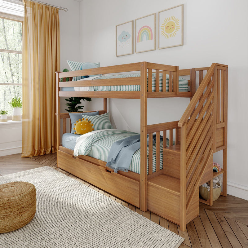 Max and Lily Twin Over Twin Bunk Bed with Stairs and Trundle - Image 14