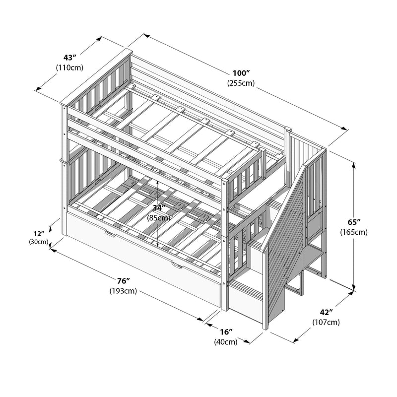 Max and Lily Twin Over Twin Bunk Bed with Stairs and Trundle - Image 20