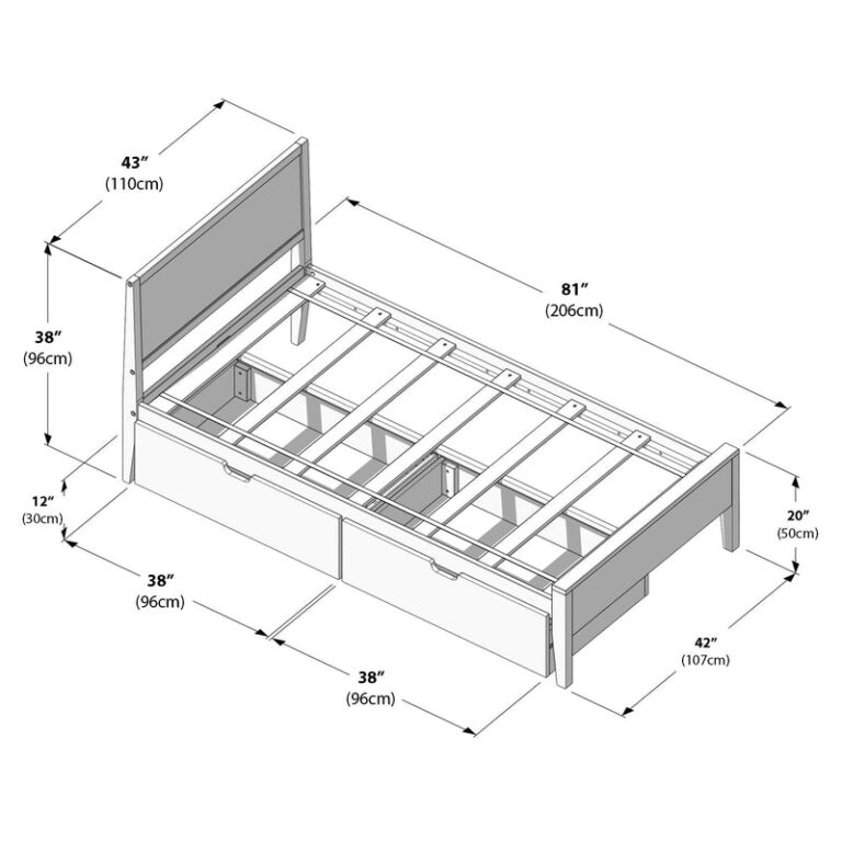 Max and Lily Twin Panel Bed With Storage Drawers - Thumbnail Image 9