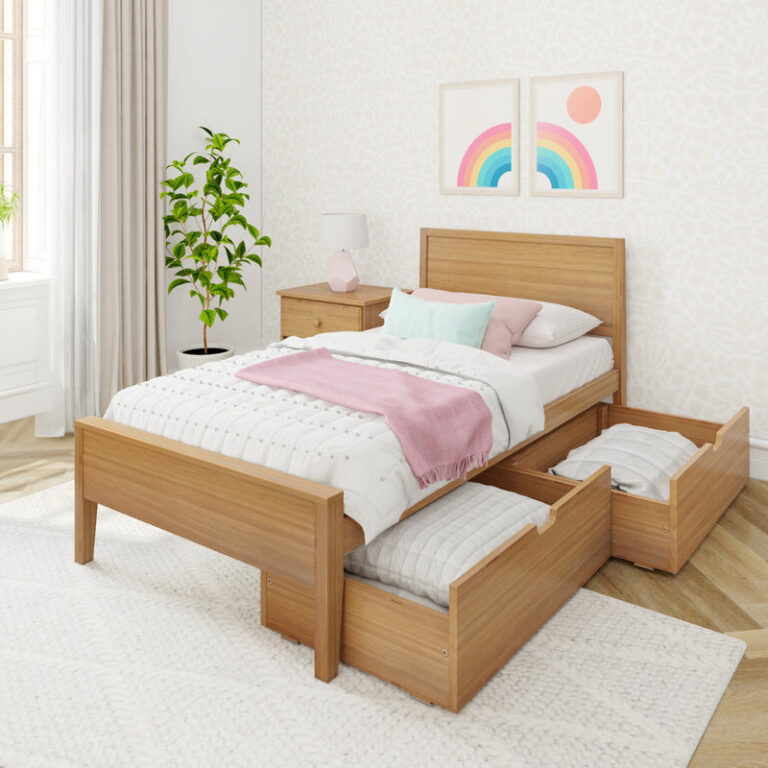 Max and Lily Twin Panel Bed With Storage Drawers - Thumbnail Image 1