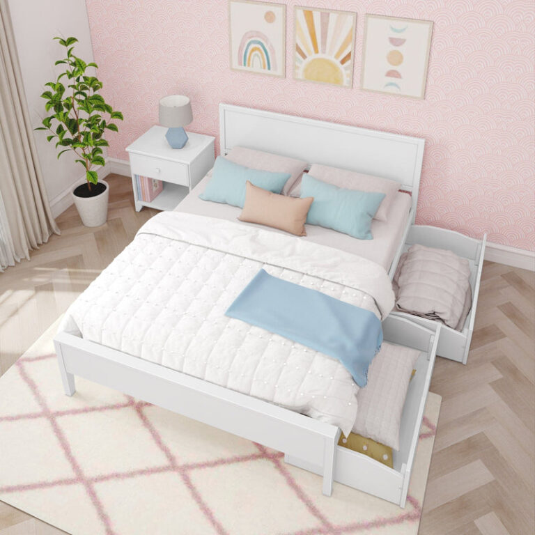 Max and Lily Queen Size Panel Bed With Storage Drawers - Thumbnail Image 7