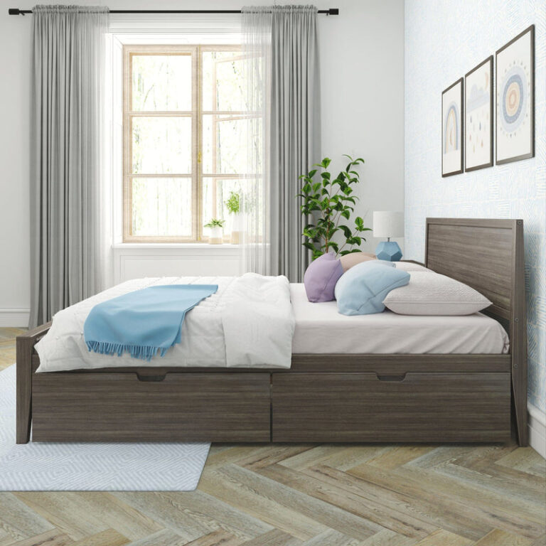 Max and Lily Queen Size Panel Bed With Storage Drawers - Thumbnail Image 9