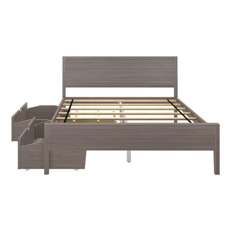 Max and Lily Queen Size Panel Bed With Storage Drawers - Thumbnail Image 11