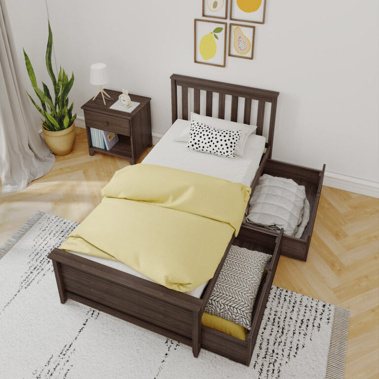Max and Lily Twin Bed with Slatted Headboard and Storage - Thumbnail Image 14