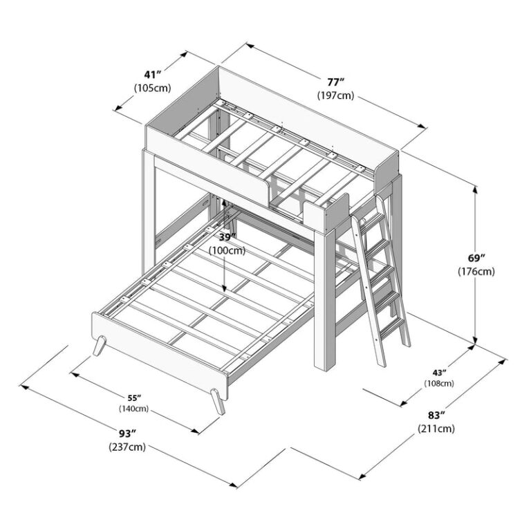 Mid-Century Modern Twin Over Full L-Shaped Bunk Bed - Thumbnail Image 21
