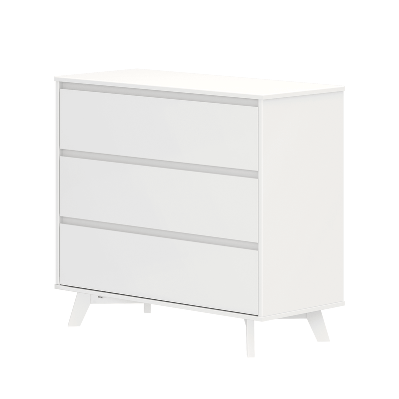 Max and Lily Scandinavian 3-Drawer Dresser in White