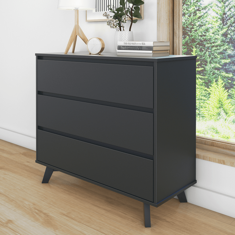 Max and Lily Scandinavian 3-Drawer Dresser in Black