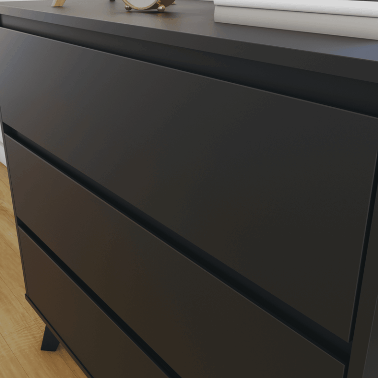 Max and Lily Scandinavian 3-Drawer Dresser in Black
