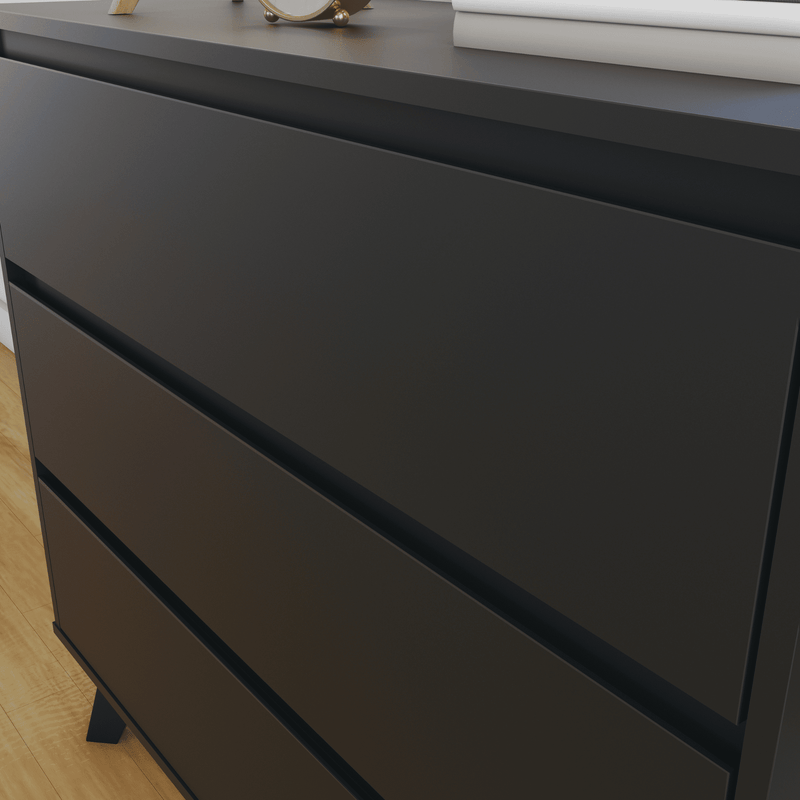 Max and Lily Scandinavian 3-Drawer Dresser in Black