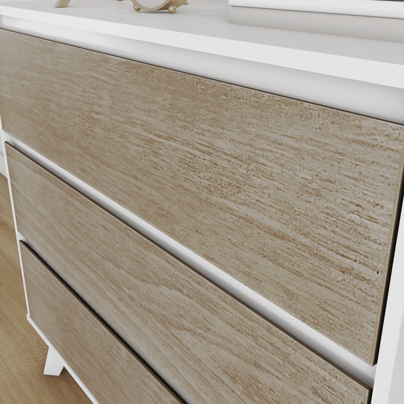Max and Lily Scandinavian 3-Drawer Dresser in White and Blonde