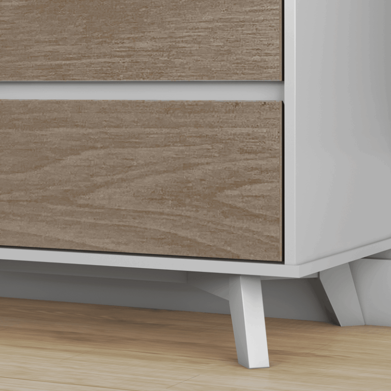 Max and Lily Scandinavian 3-Drawer Dresser in White and Blonde