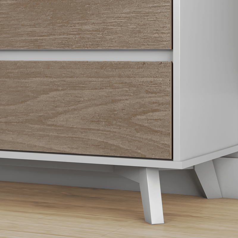 Max and Lily Scandinavian 3-Drawer Dresser in White and Blonde