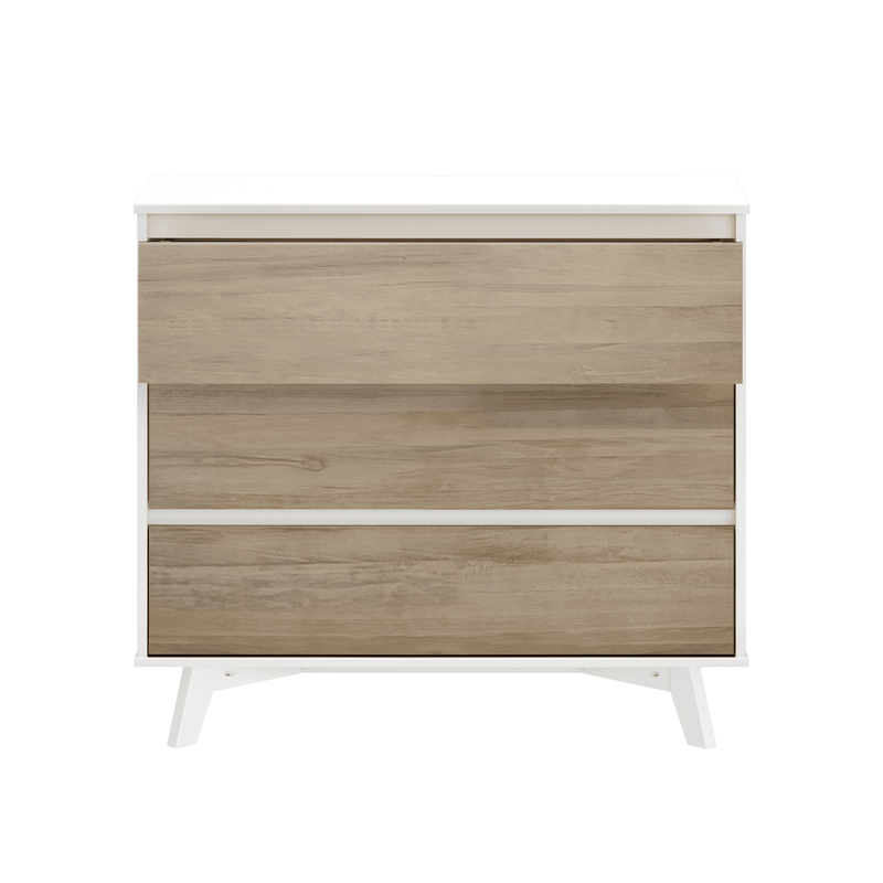 Max and Lily Scandinavian 3-Drawer Dresser in White and Blonde