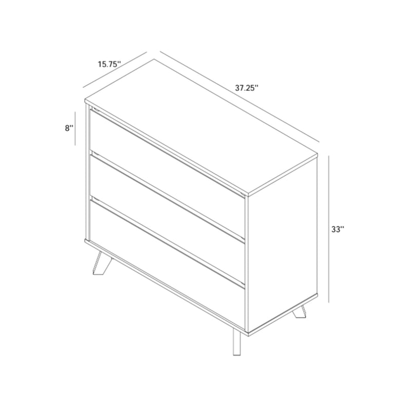 Max and Lily Scandinavian 3-Drawer Dresser in Blonde and Black