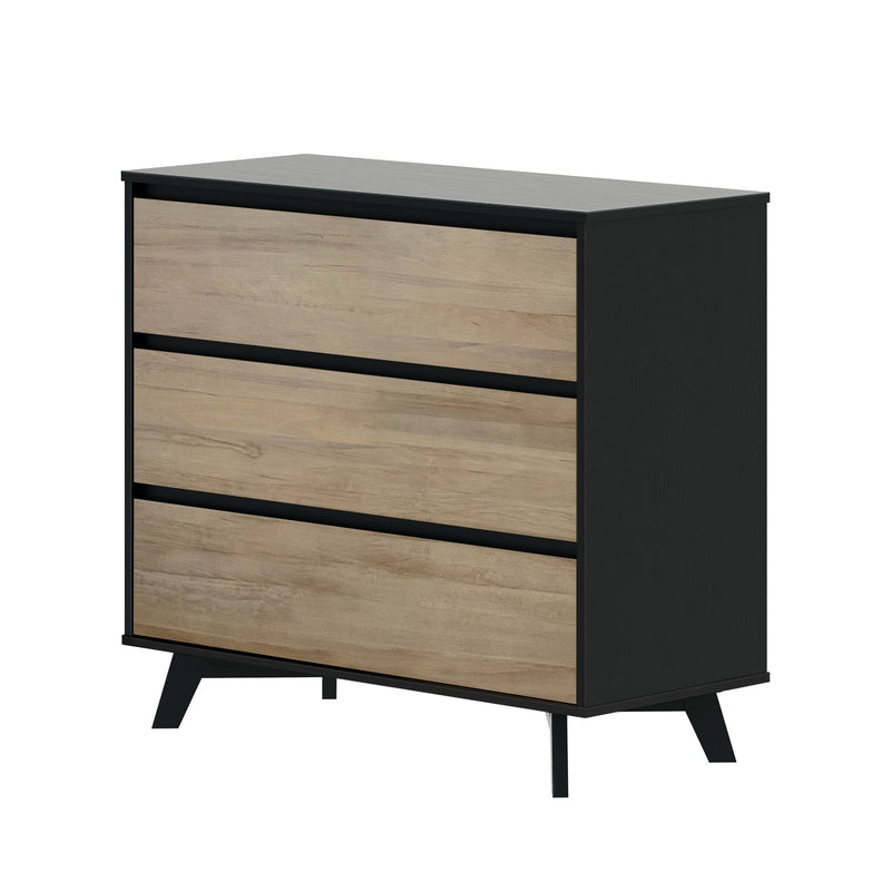 Max and Lily Scandinavian 3-Drawer Dresser in Blonde and Black