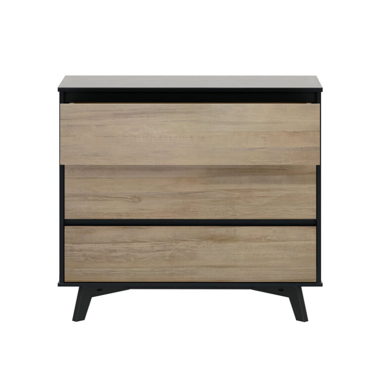 Max and Lily Scandinavian 3-Drawer Dresser in Blonde and Black