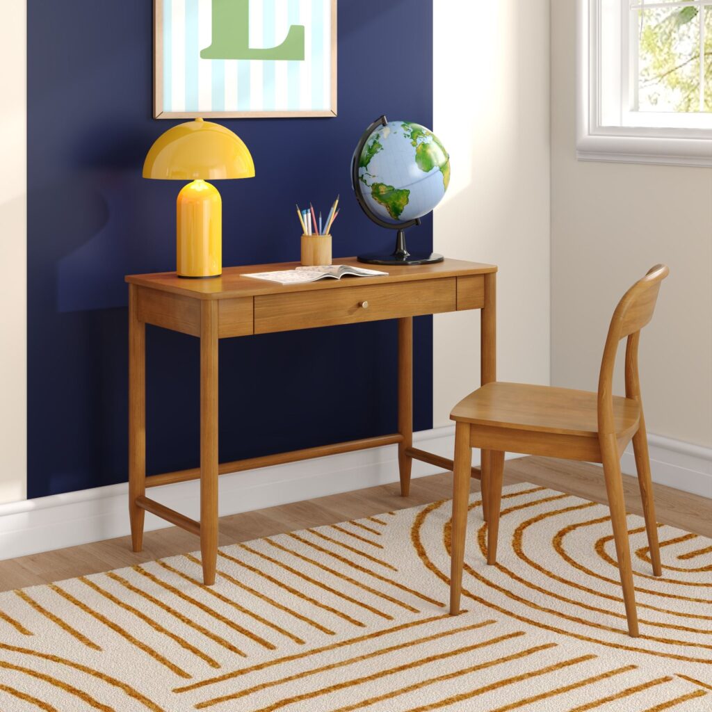 Max and Lily Hudson Desk 38 Inch in Pecan - room scene.