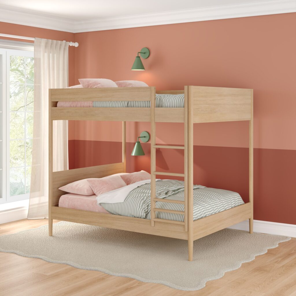Max and Lily Hudson Full Over Full Bunk Bed in Blonde - room scene.