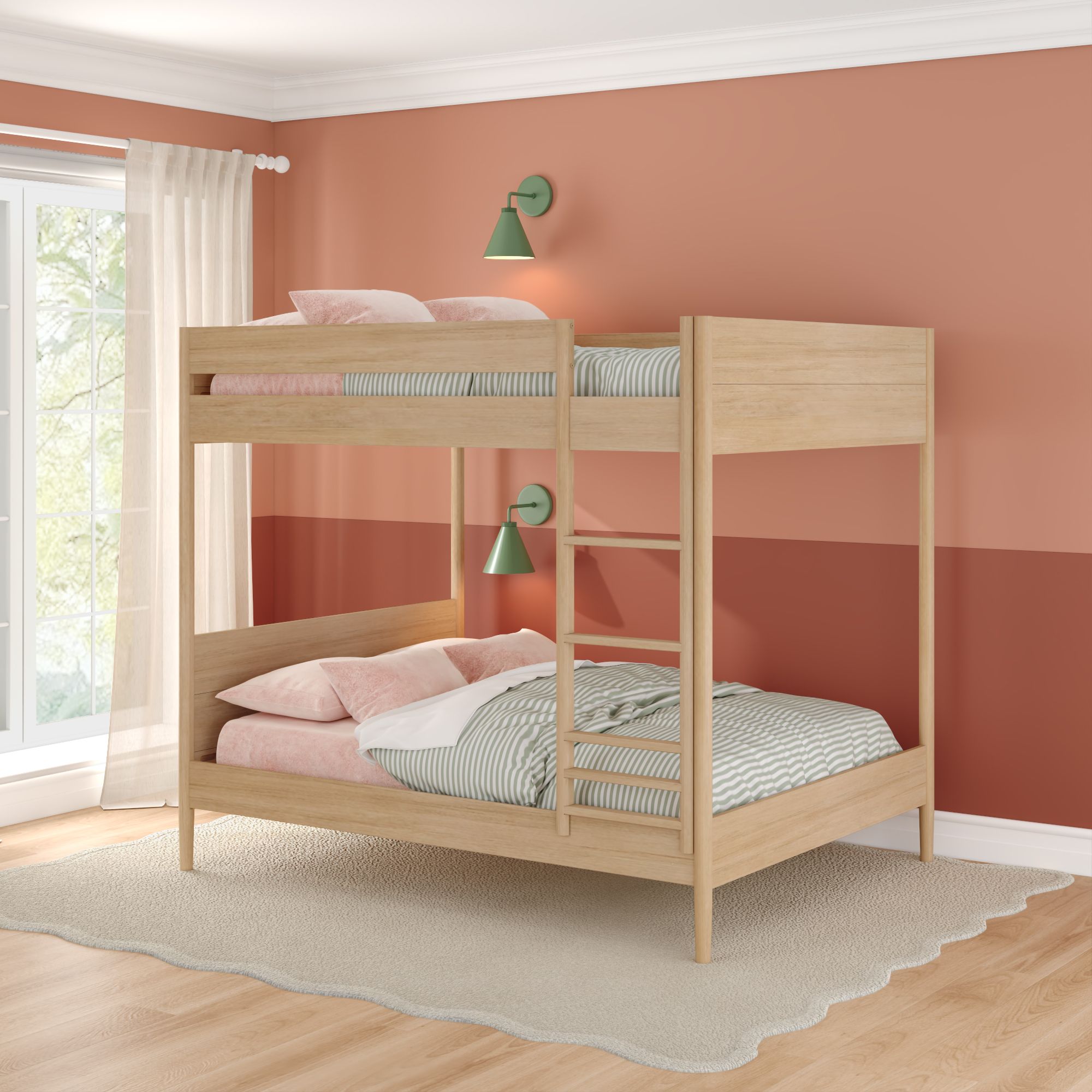 Max and Lily Hudson Full Over Full Bunk Bed in Blonde - room scene.