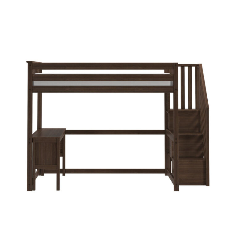 Max and Lily Full Loft Bed with Desk & Stairs - Thumbnail Image 30