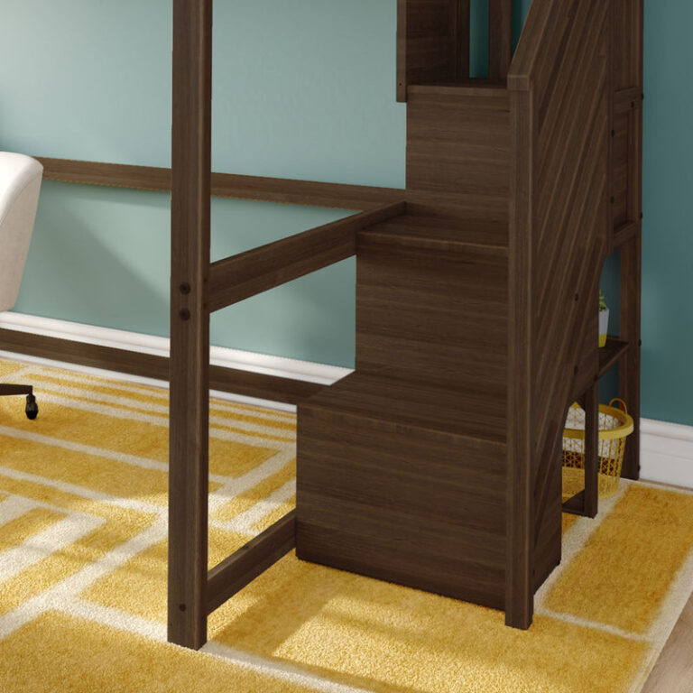 Max and Lily Full Loft Bed with Desk & Stairs - Thumbnail Image 31