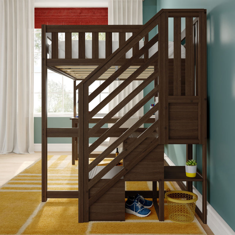 Max and Lily Full Loft Bed with Desk & Stairs - Image 32