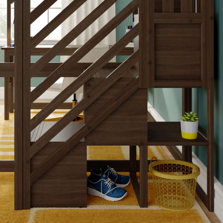 Max and Lily Full Loft Bed with Desk & Stairs - Thumbnail Image 34