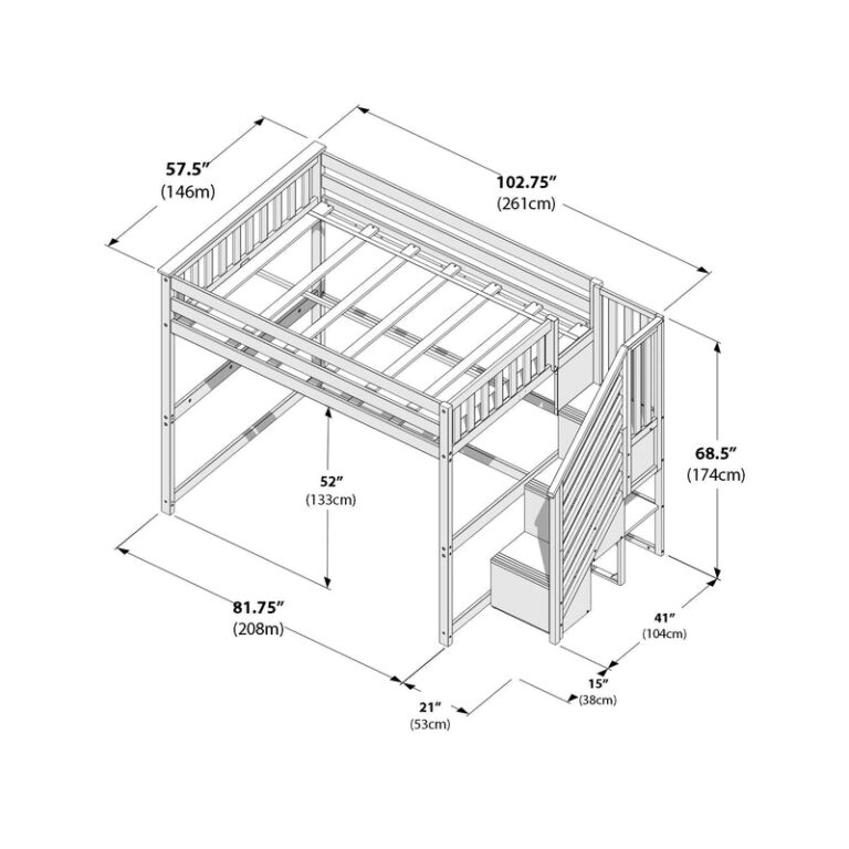 Max and Lily Full Loft Bed with Stairs - Thumbnail Image 33