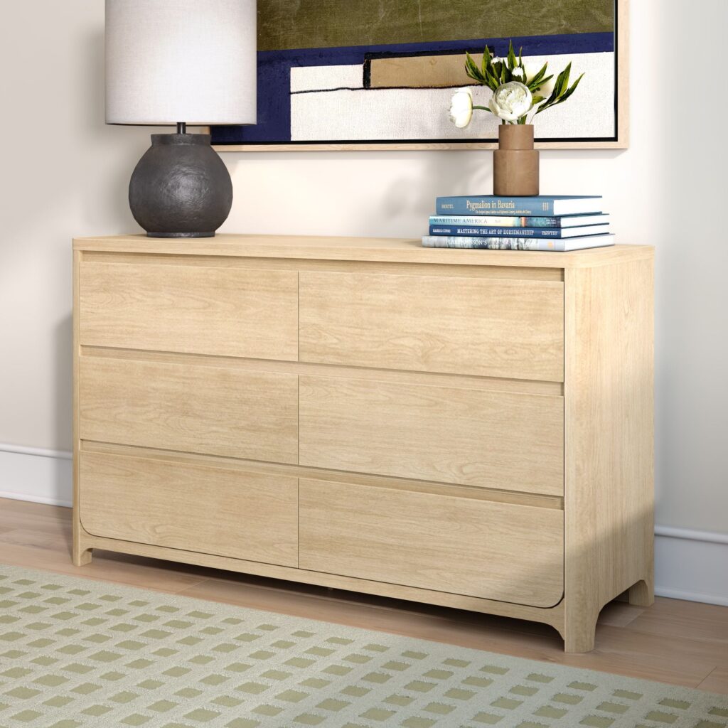 Plank+Beam Arden 6 Drawer Dresser in Flax - room scene.