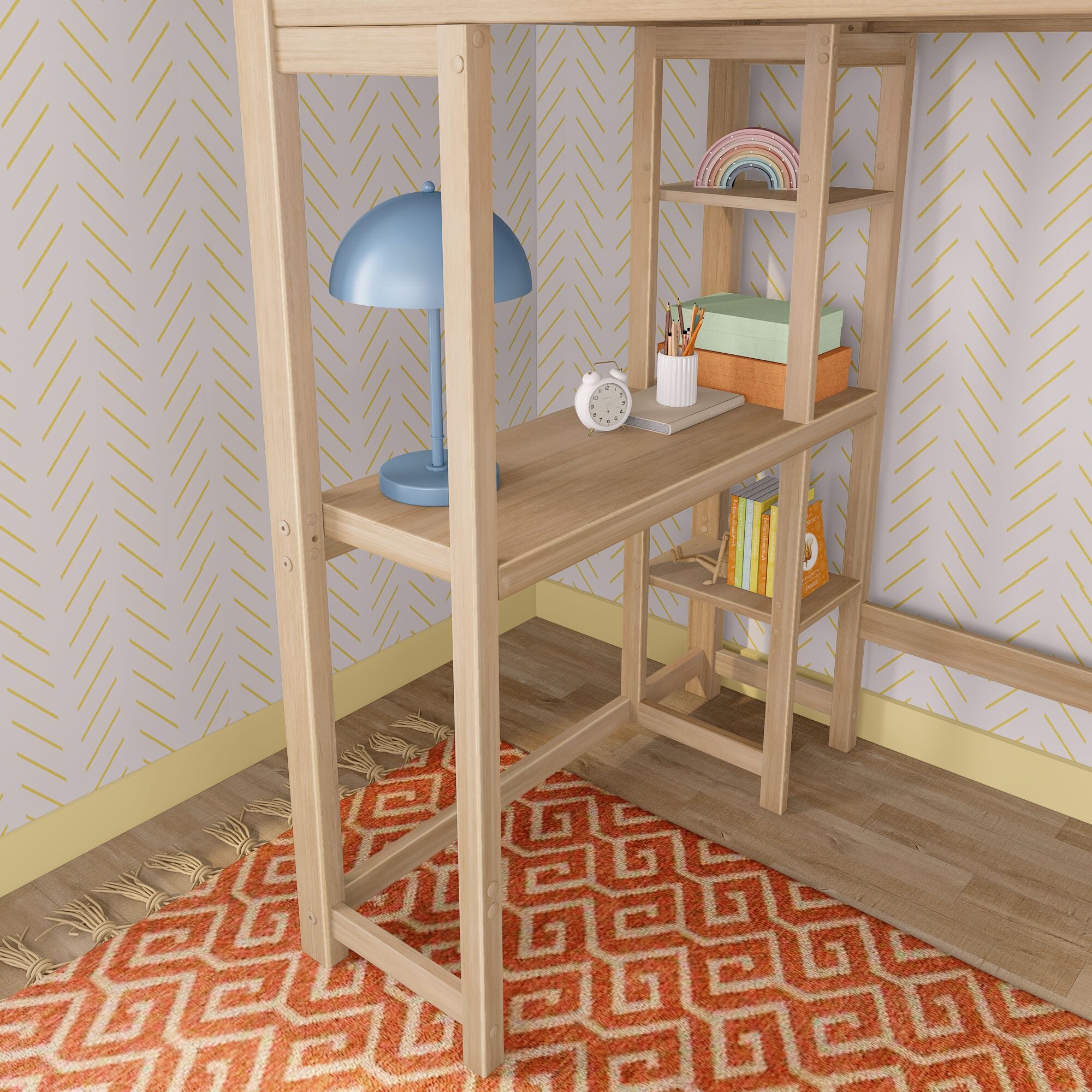 Max and Lily Scandinavian Twin Loft Bed With Desk & Bookcase - Image 7