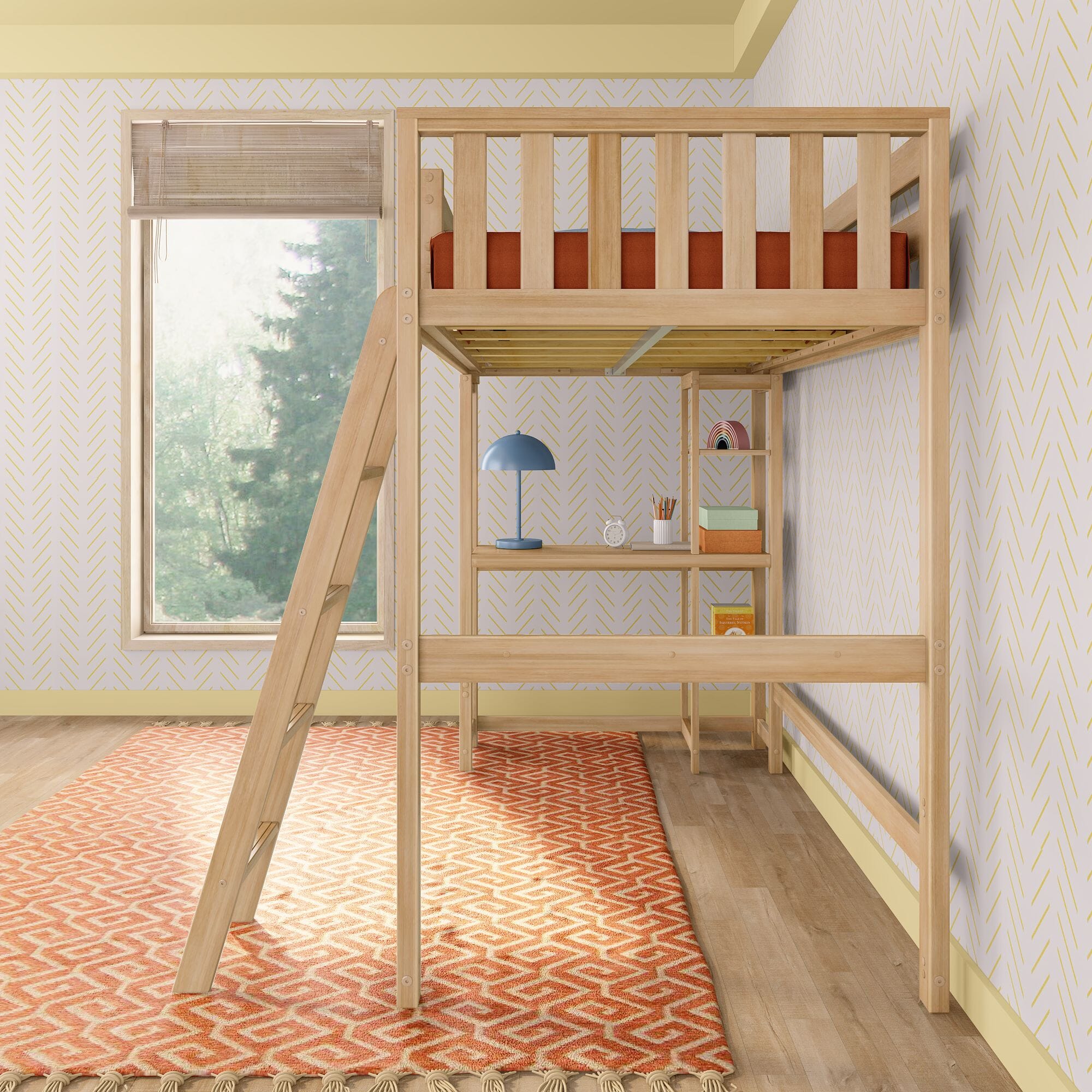 Max and Lily Scandinavian Twin Loft Bed With Desk & Bookcase - Image 8