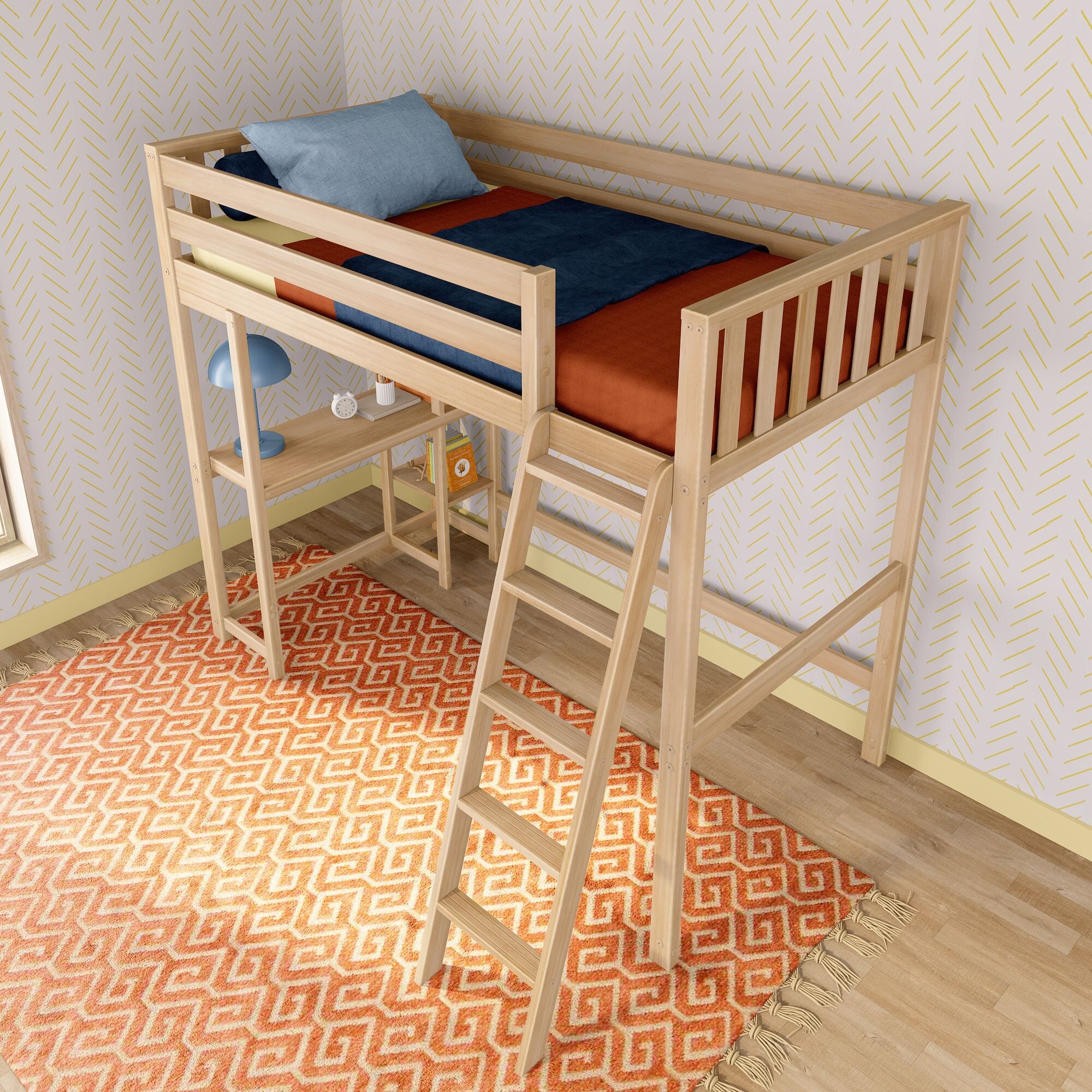 Max and Lily Scandinavian Twin Loft Bed With Desk & Bookcase - Image 9