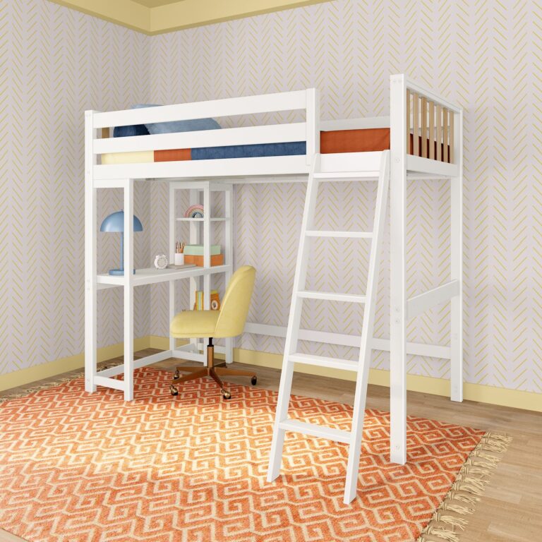 Max and Lily Scandinavian Twin Loft Bed With Desk & Bookcase - Thumbnail Image 12