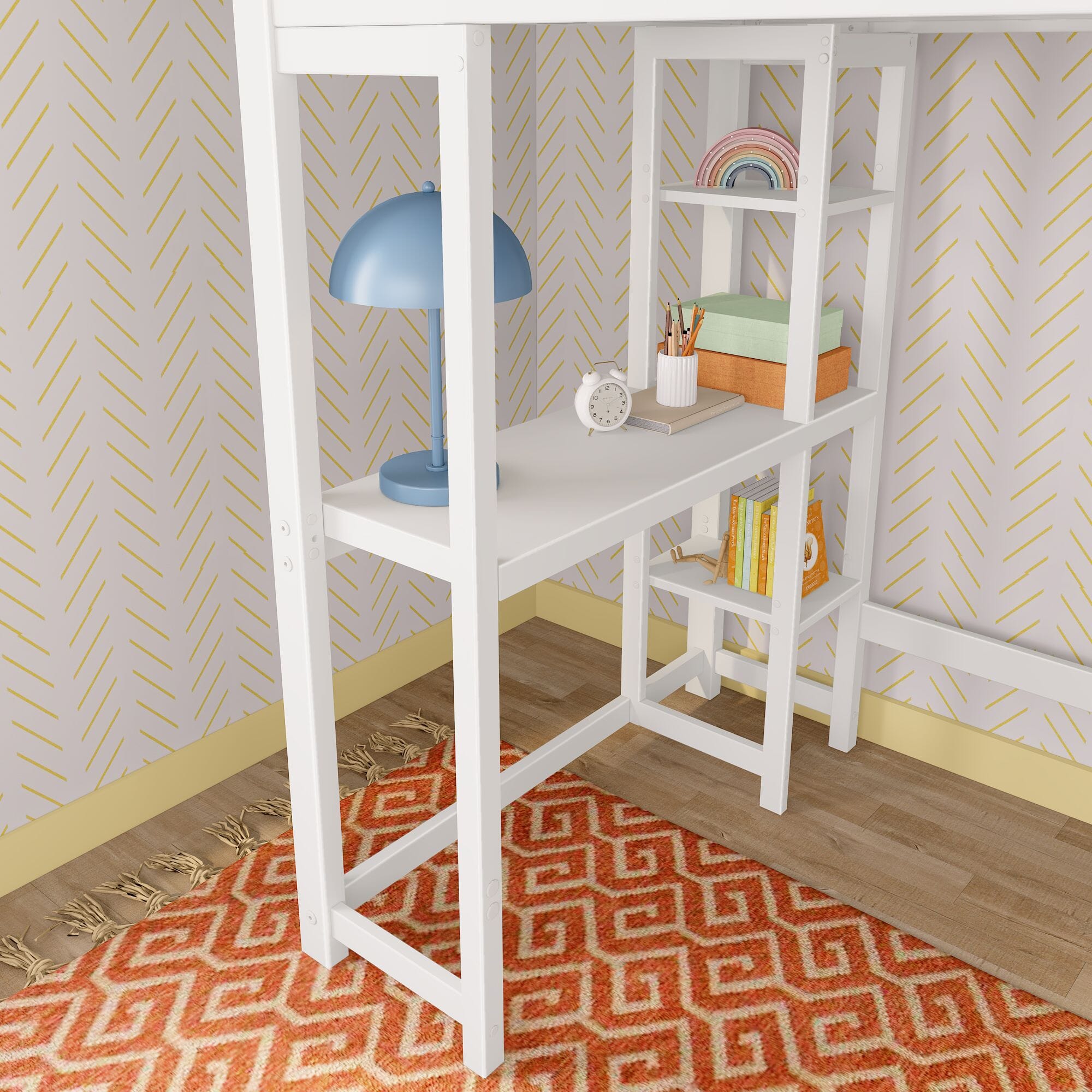 Max and Lily Scandinavian Twin Loft Bed With Desk & Bookcase - Image 17